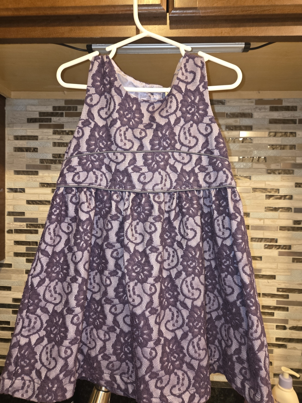 Girls Purple Lace Overlay Party Dress Size 5T